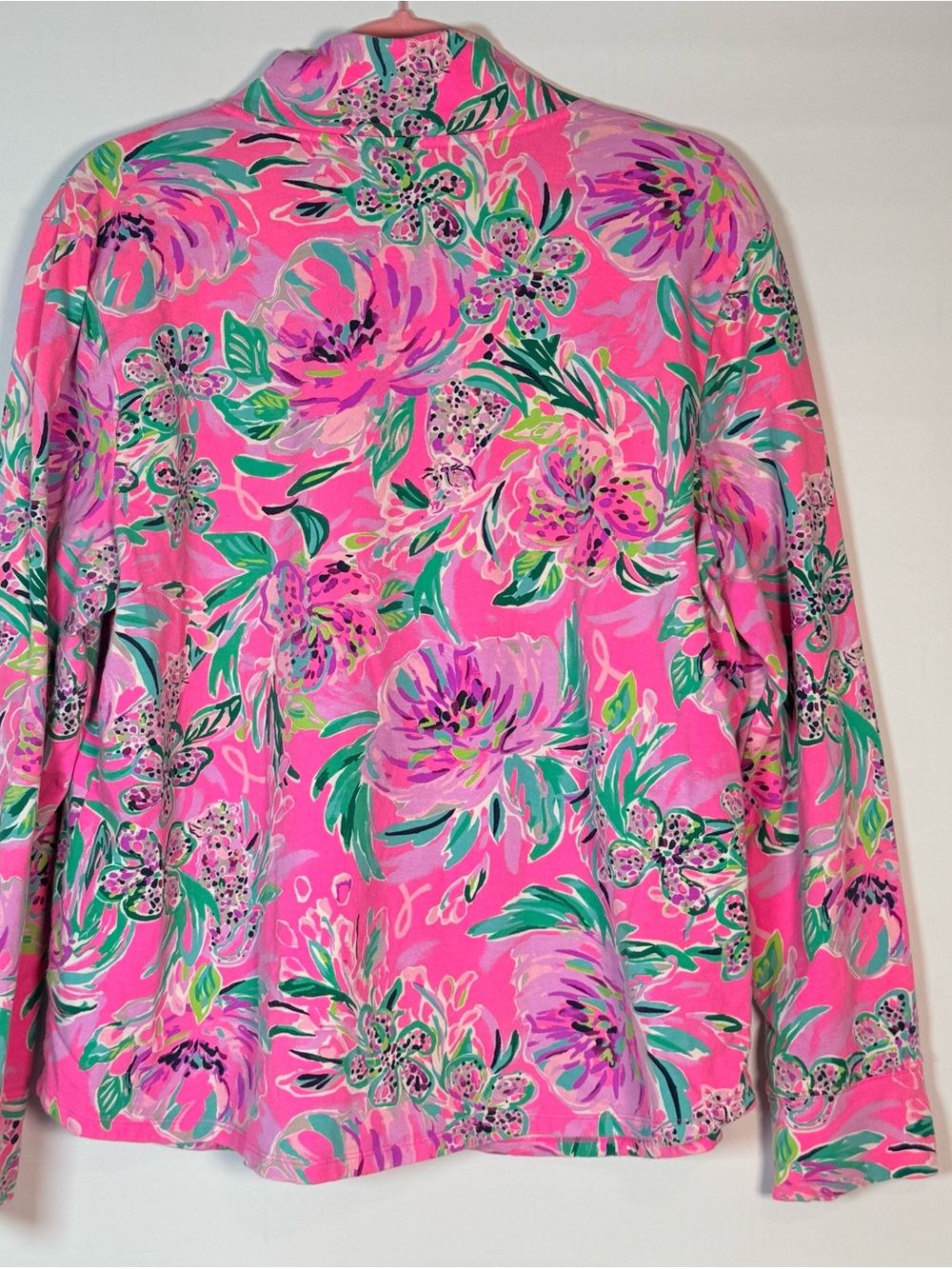 Lilly Pulitzer Hot Pink Zip Up Floral Print Top with Pockets XXL - Picture 2 of 11